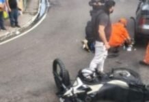 Colisão no cruzamento deixa jovem motociclista ferido na Avenida Brasil em Manaus