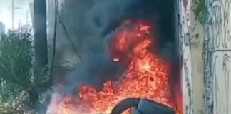 Incêndio em pilha de pneus mobiliza Corpo de Bombeiros na Zona Norte de Manaus