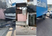 Caminhão perde controle e invade residência no bairro da União em Manaus