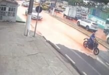Vídeo mostra momento em que adutora rompe e alaga avenida em Manaus